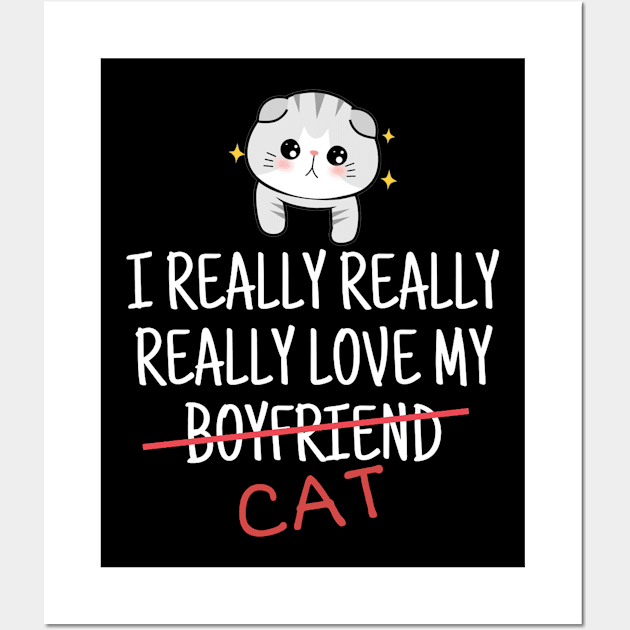 I really love my cat Wall Art by quotesTshirts